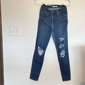 Levi's Mile High Super Skinny Jeans Medium Wash Destroyed Zip Size 29